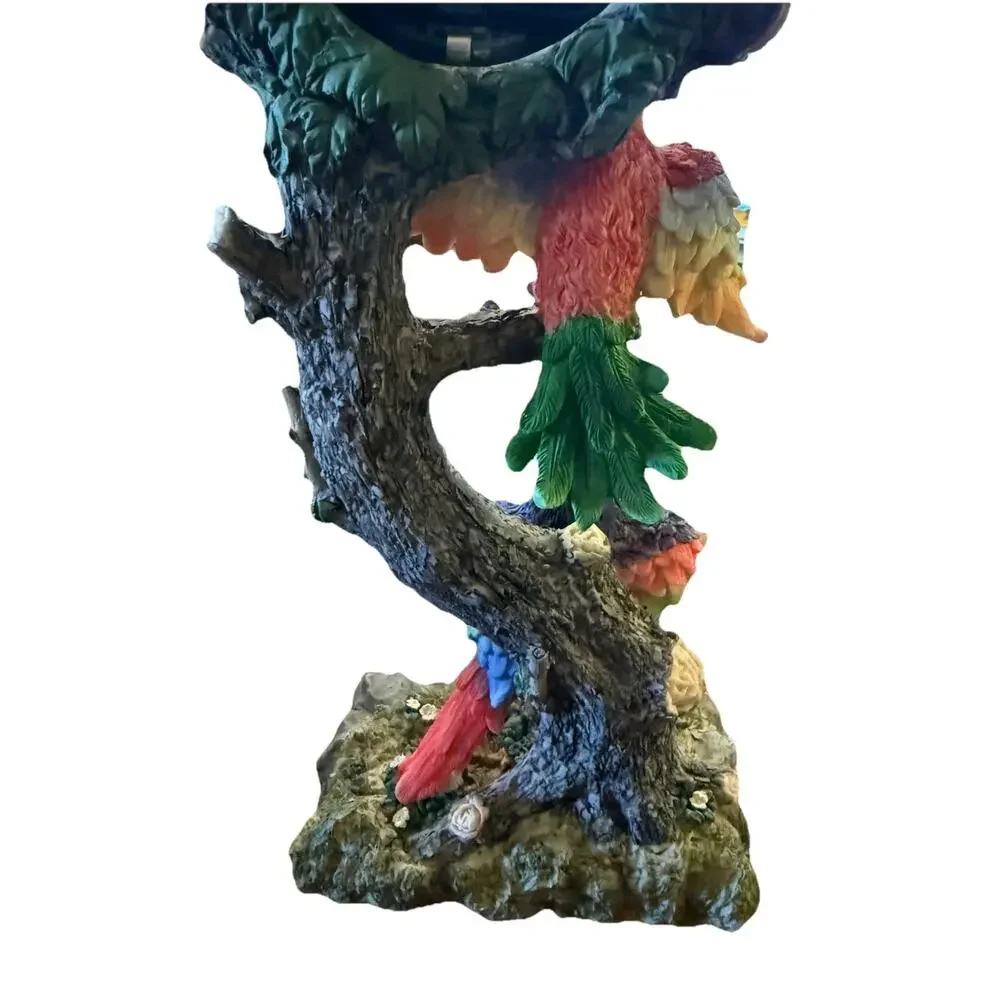 De Elina Tropical Parrots Figurine Clock Vintage Resin Macaw Bird Statue Decor